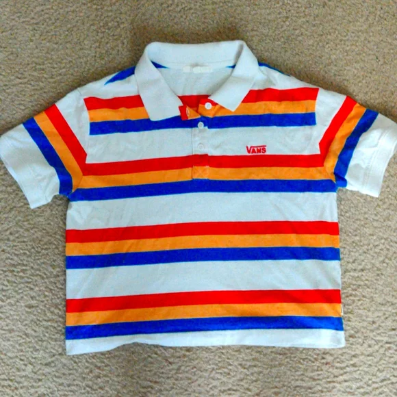 Multi-colored collared Cropped Vans shirt size small - Picture 1 of 1